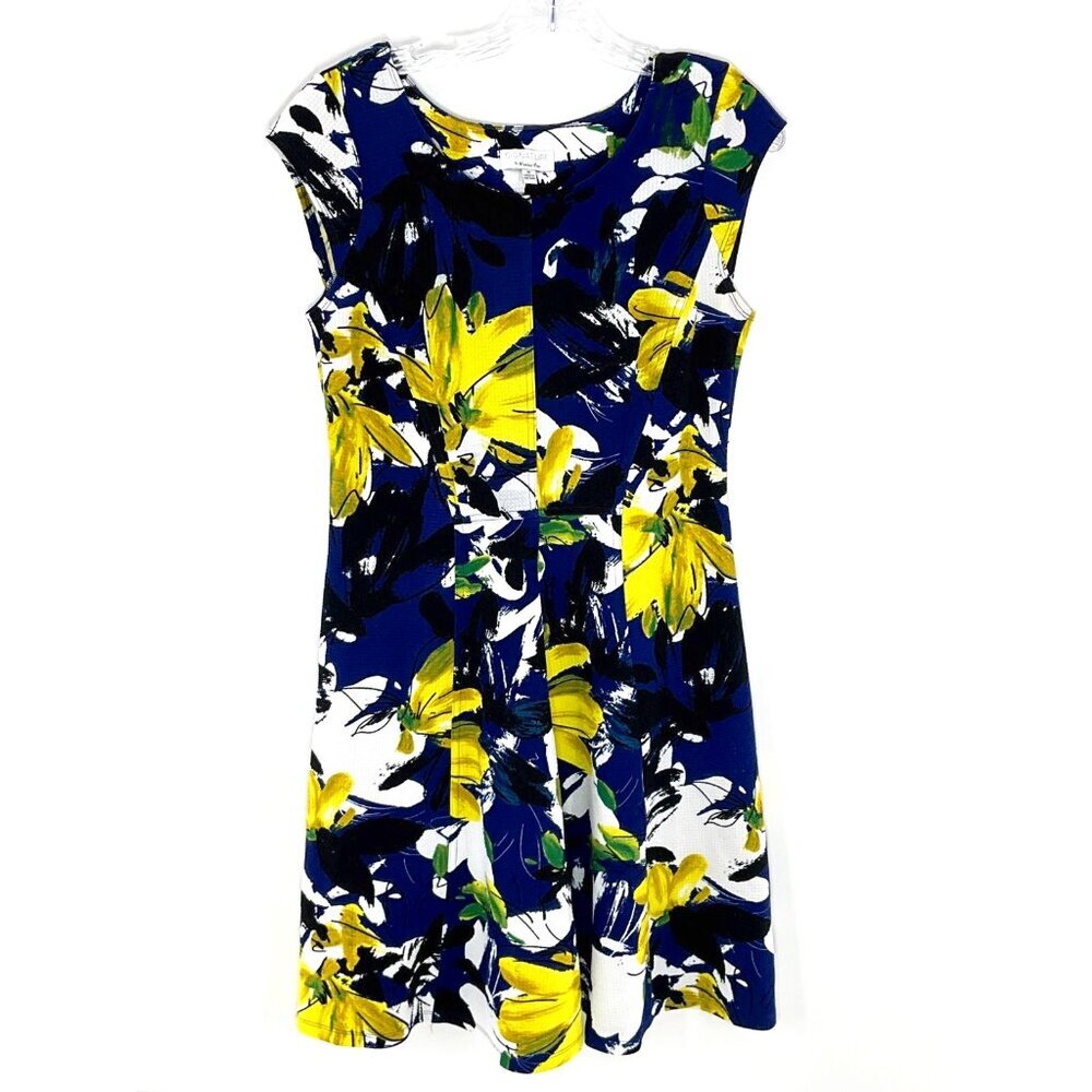 Signature by Robbie Bee Dress Women Medium Blue Floral Bloom Fit & Flare